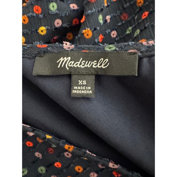 Madewell Navy Lyric Wrap Top in Sugar Mini Polka Dot XS / M - Picture 2 of 11